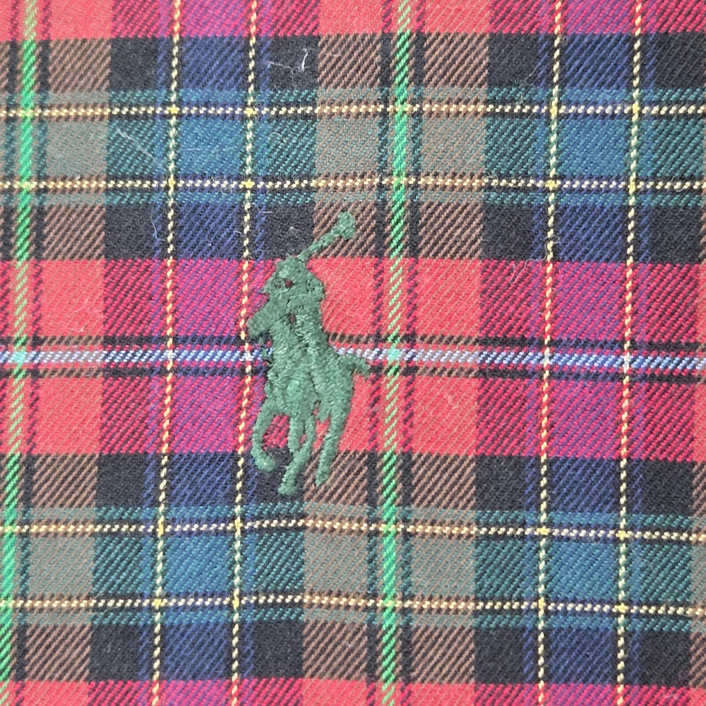 VINTAGE Ralph Lauren Men Button Up Shirt 2XB Red Plaid Classic Fit Long Sleeve - Picture 7 of 8